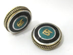 1 BEAD - Tibetan Om inscribed reversible brass bead with turquoise inlay 27 -28 mm - BD930
