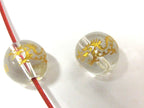 2 BEADS - Quartz gemstone beads with gold color Dragon painting - 10mm - GM358G