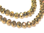 20 beads - Faceted rondelle metallic gold color AB shiny crystal glass beads - 8 mm - AB050