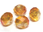 5 beads - Beautiful Large 16 mm size Faceted rondelle shape golden honey color AB shiny crystal glass beads - AB053