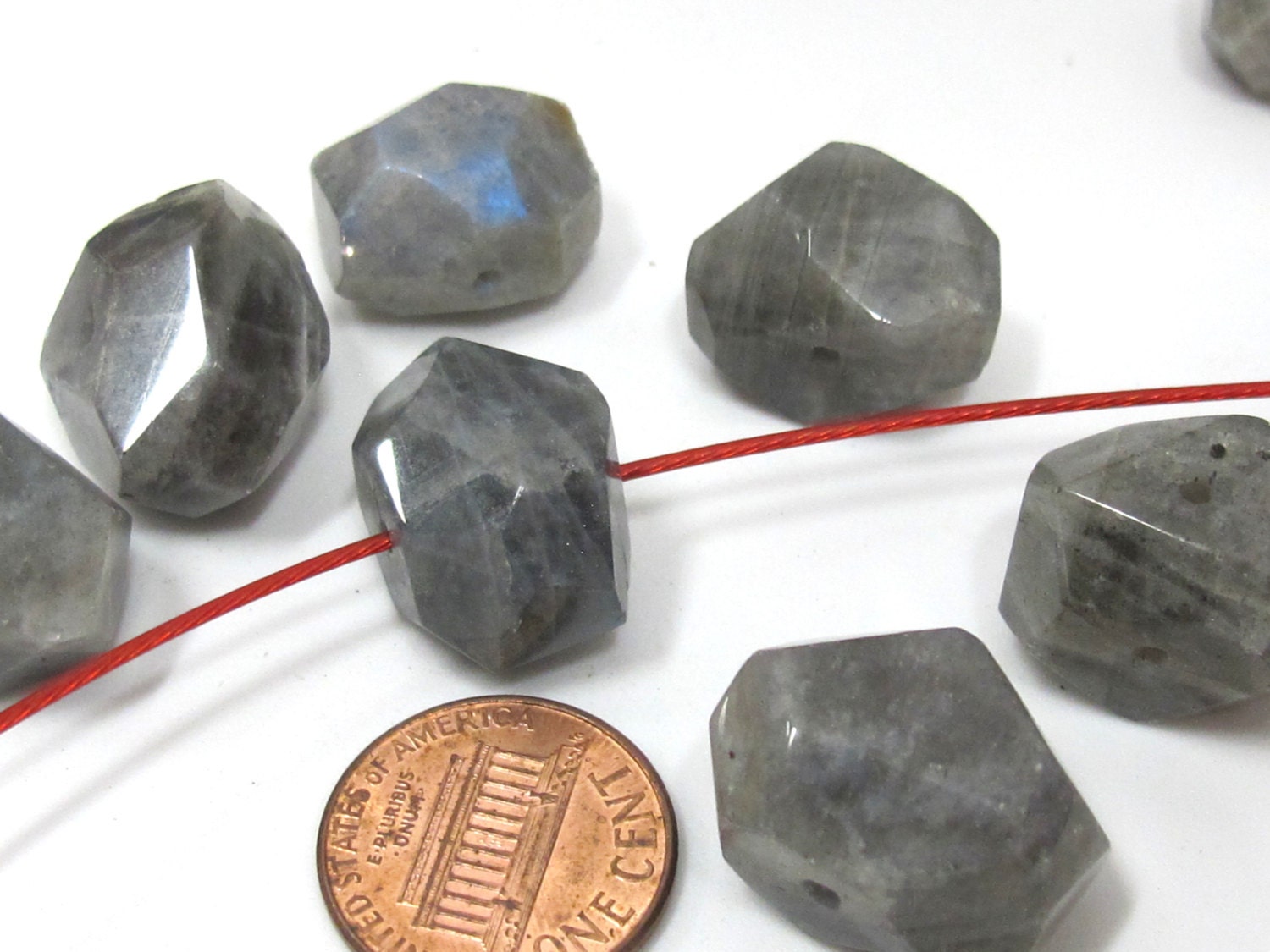1 Bead-Faceted thick Labradorite gemstone bead - GM416A