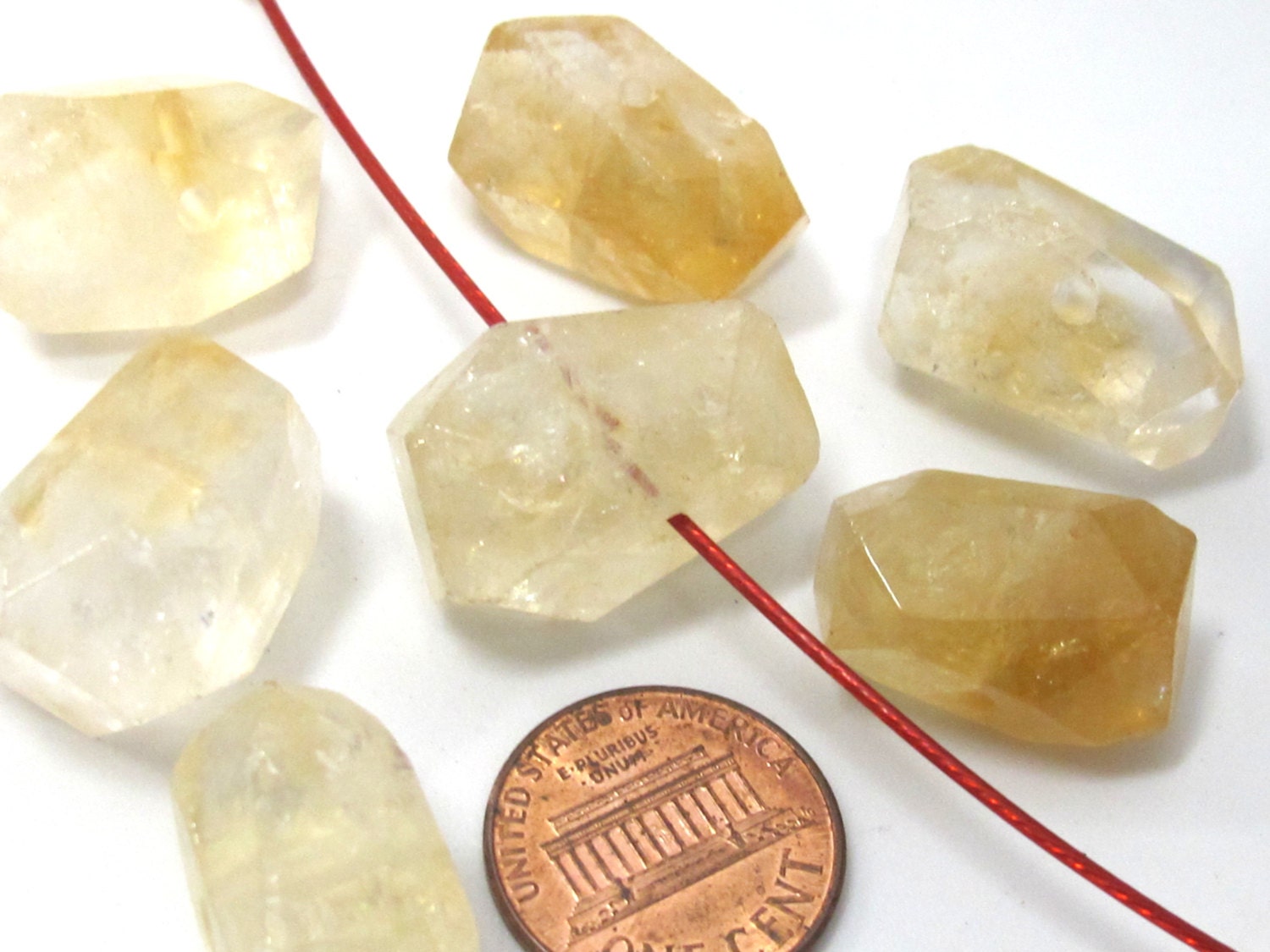 1 Bead - Faceted focal citrine gemstone bead - GM416B