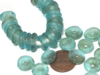 10 BEADS - Blue African recycled glass donut shape disc beads - AB055