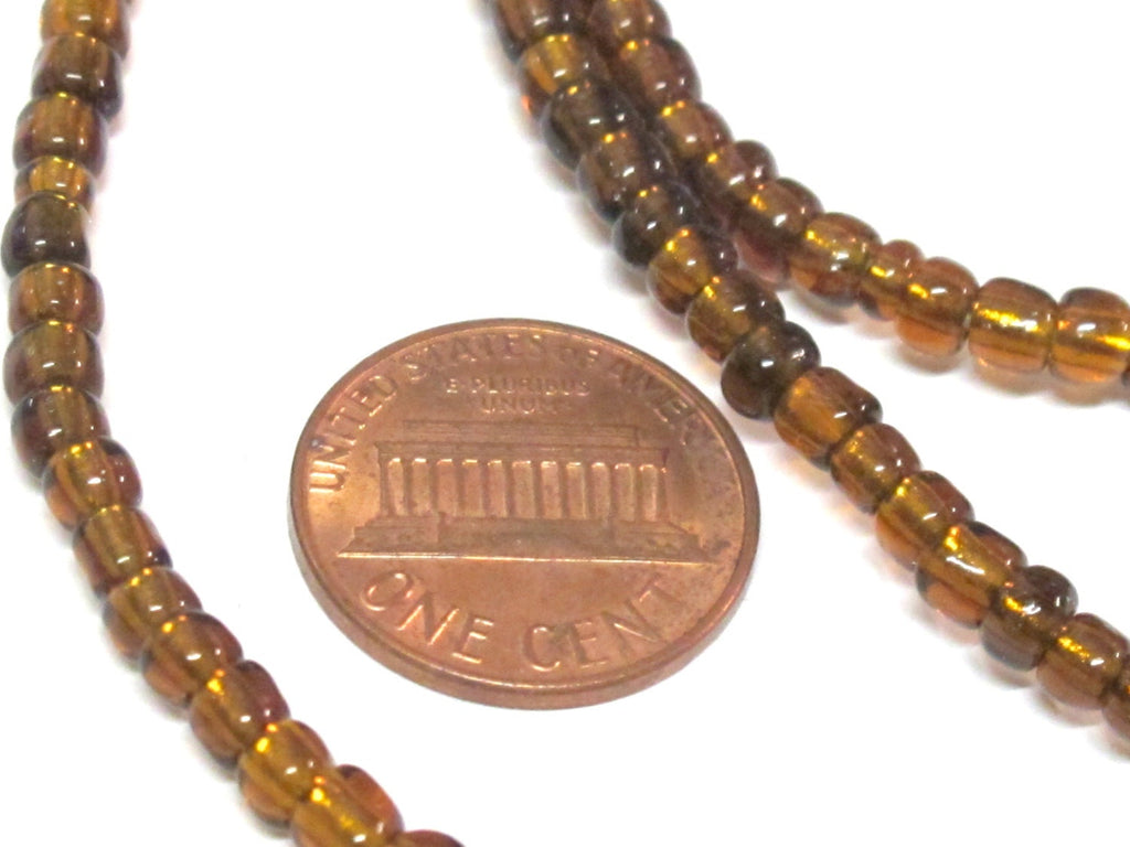 1 FULL STRAND 21 inches long - Ghana honey color african glass beads - 120 plus beads - AB058