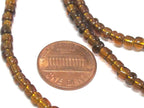 1 FULL STRAND 21 inches long - Ghana honey color african glass beads - 120 plus beads - AB058