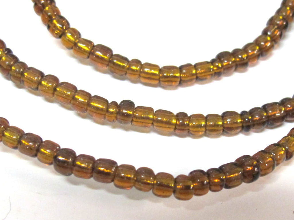 1 FULL STRAND 21 inches long - Ghana honey color african glass beads - 120 plus beads - AB058