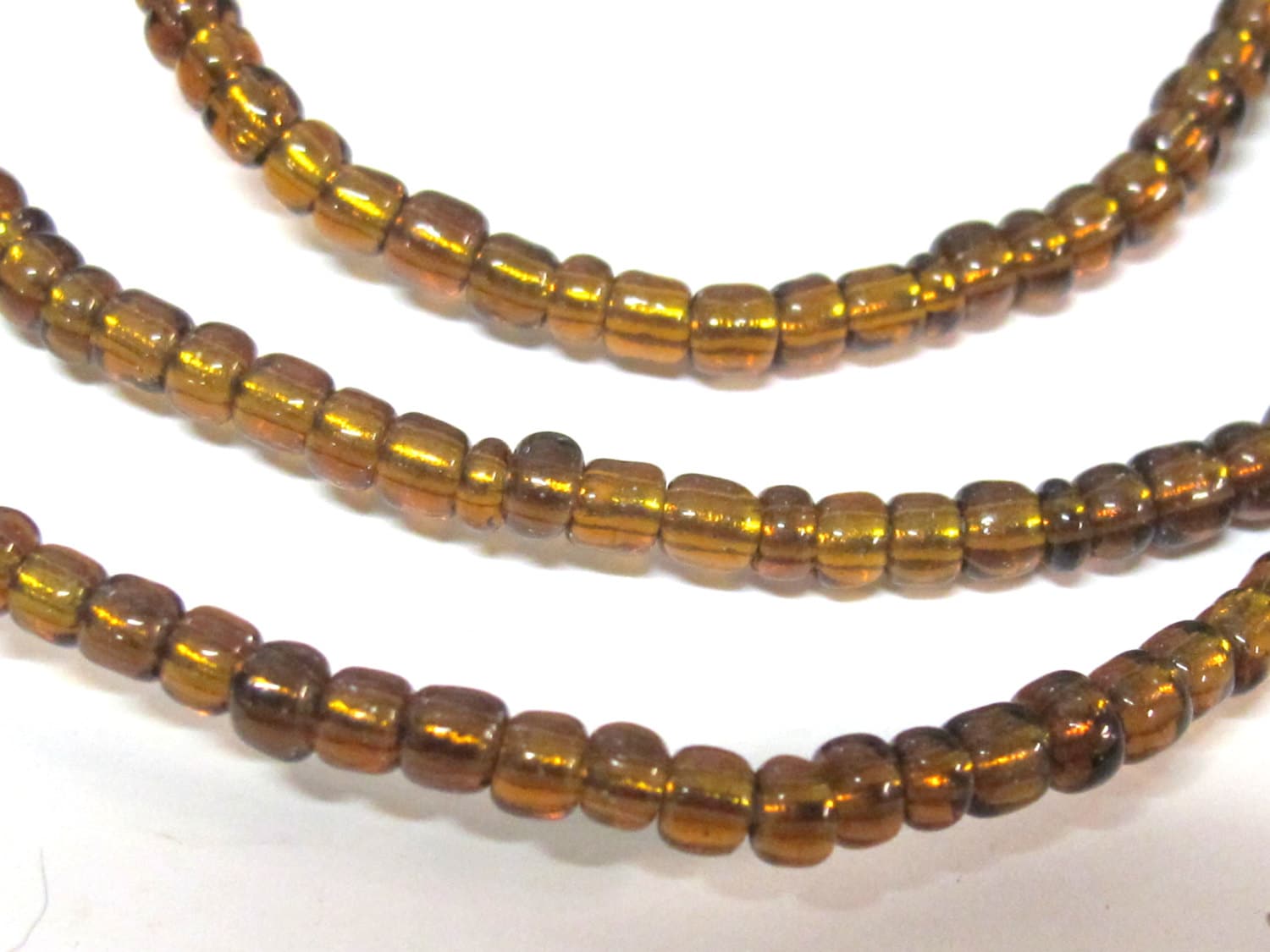 1 FULL STRAND 21 inches long - Ghana honey color african glass beads - 120 plus beads - AB058