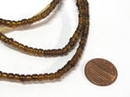 1 FULL STRAND 21 inches long - Ghana honey color african glass beads - 120 plus beads - AB058