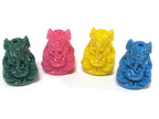 4 Ganesha beads - Green Blue yellow pink color resin seated Ganesha pendant beads 20 mm x 15 mm - BD784Ts