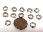 10 Beads - Antiqued silver tone metal alloy donut beads wavy design 8 mm wide x 4 mm - BD939