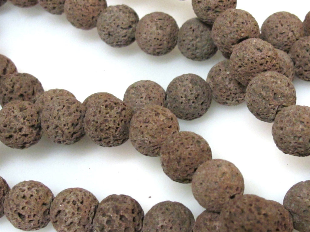 10 Beads - Brown color lava beads round shape 10 mm size - NB151A