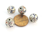 2 beads - Tibetan Om mantra 10 mm Om mantra etched bead with lotus floral design - BD944