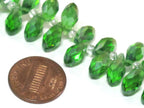 20 beads - Faceted teardrop shape green peridot color shiny crystal glass beads - AB065