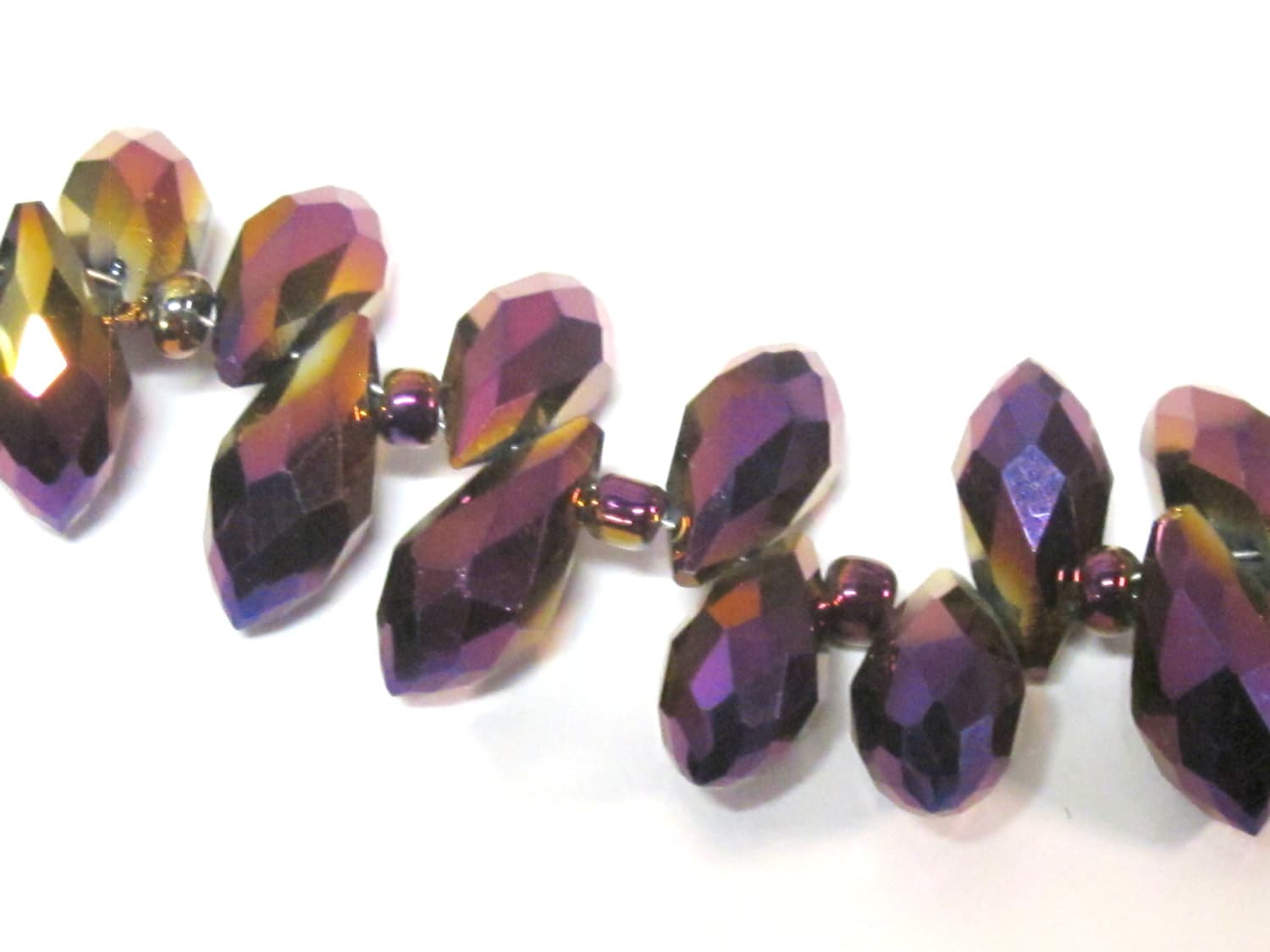 20 glass beads - Faceted teardrop shape royal purple color shiny crystal AB glass beads - AB067