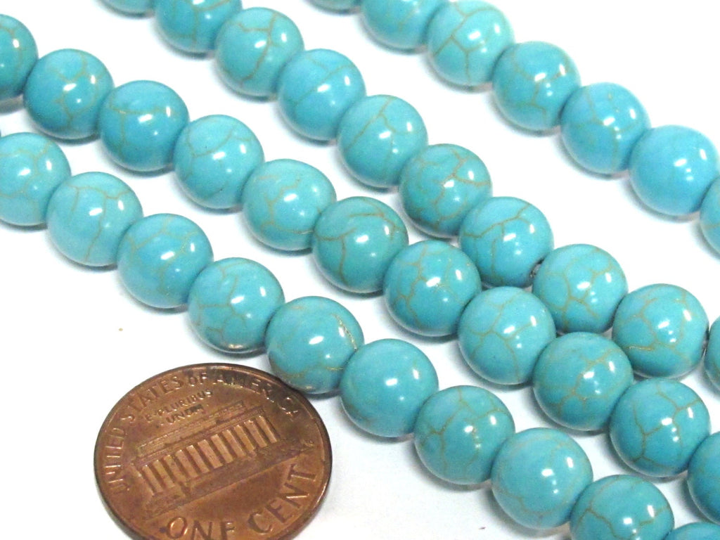 50 Beads - Round shape blue turquoise color howlite beads 8 mm size - GM419