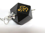1 pendant - Black agate multi faceted healing gemstone crystal Om pendulum pendant - PM542
