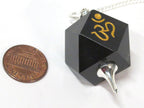 1 pendant - Black agate multi faceted healing gemstone crystal Om pendulum pendant - PM542