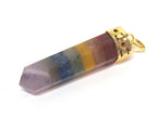 1 pendant - Chakra gemstones hexagon point pendant with gold plated bail - PM544