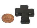 1 Bead - Black color howlite cross bead 36 mm x 30 mm - GM421