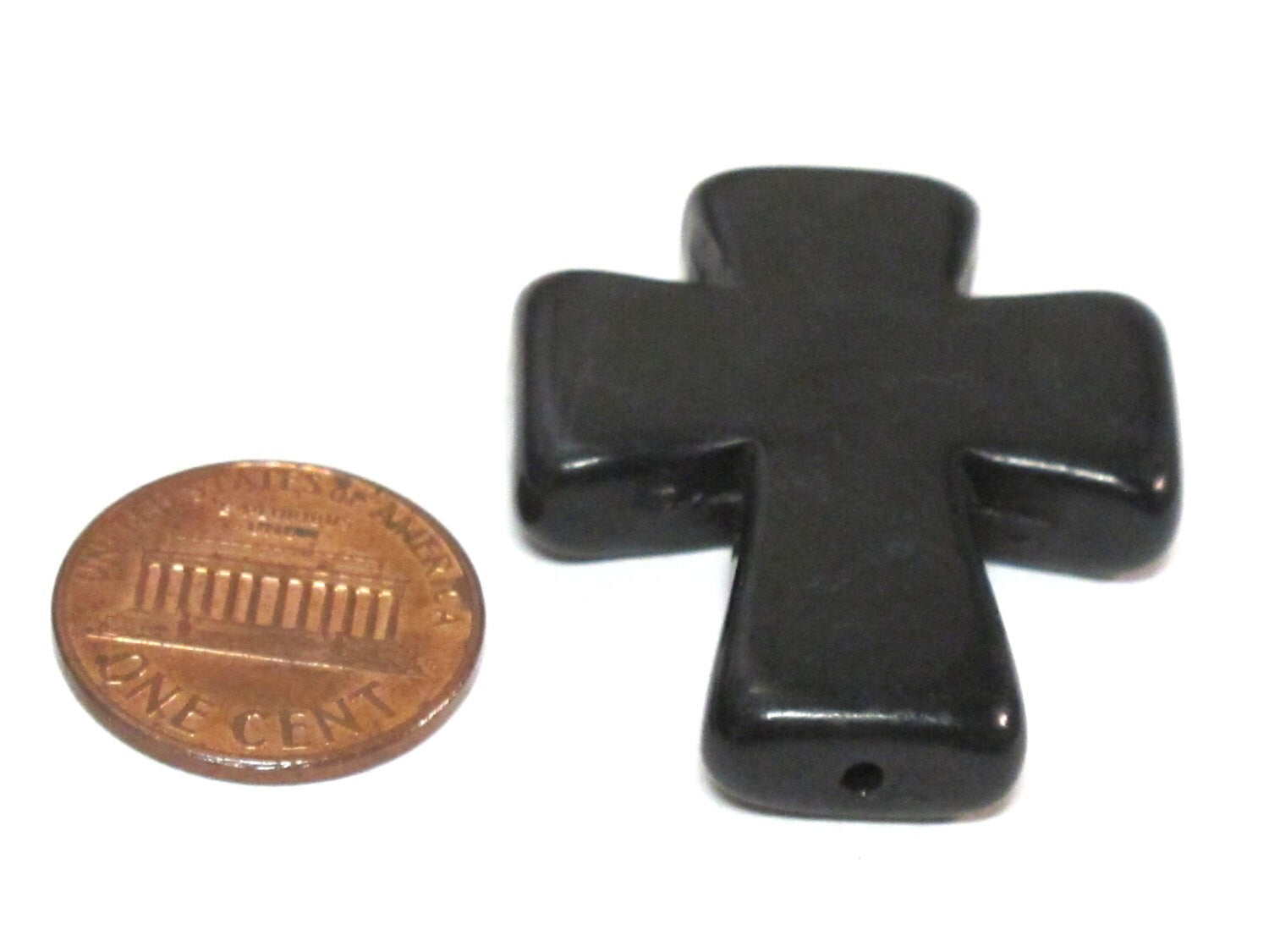 1 Bead - Black color howlite cross bead 36 mm x 30 mm - GM421
