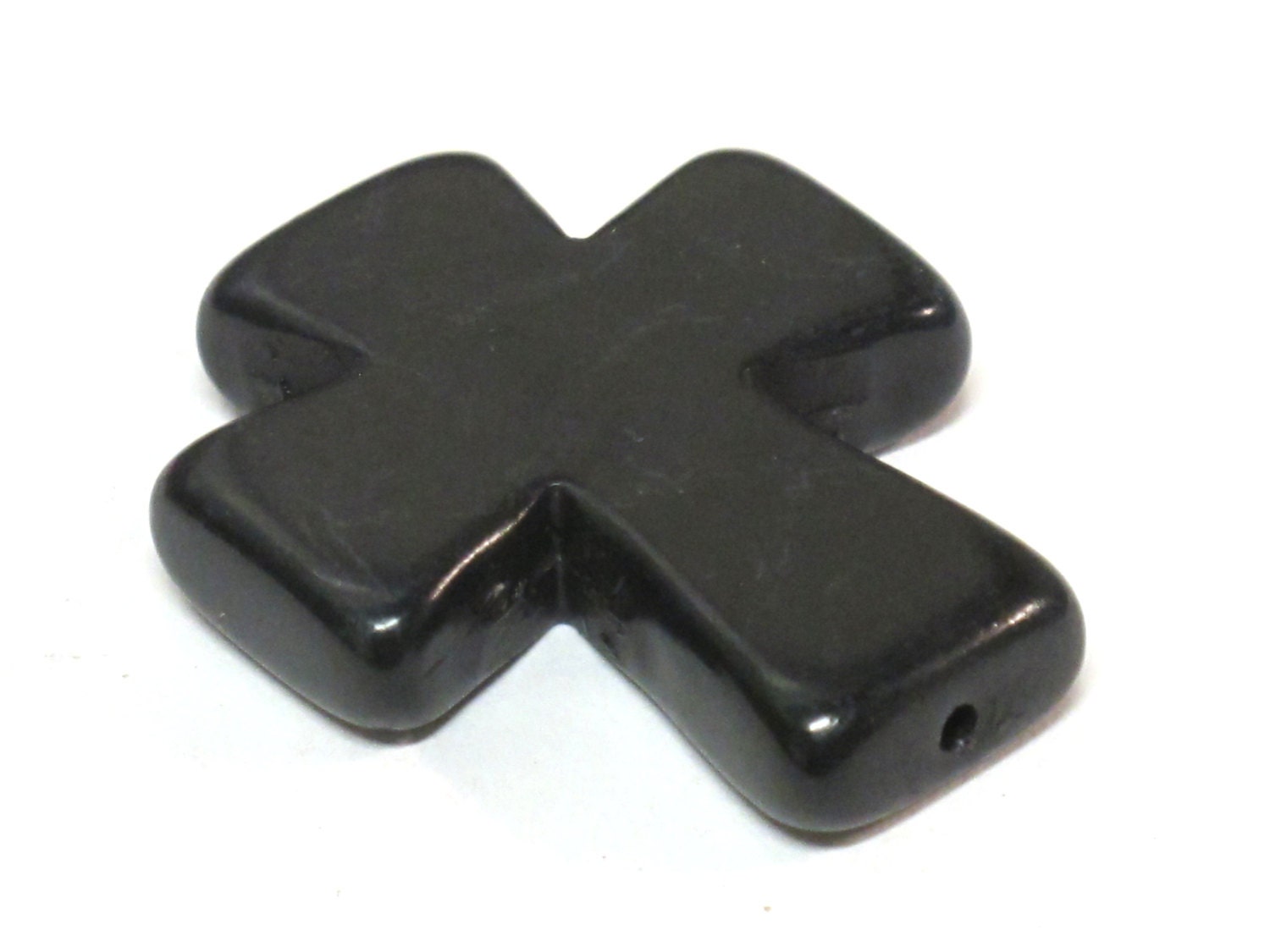 1 Bead - Black color howlite cross bead 36 mm x 30 mm - GM421