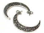 4 charms- Moon shape connector charm pendants supply silver tone - CM198