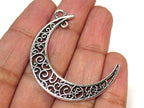 4 charms- Moon shape connector charm pendants supply silver tone - CM198