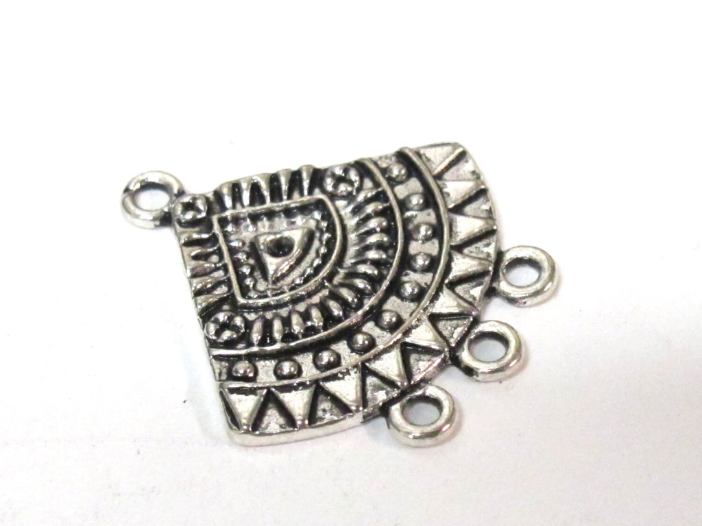 6 Pieces - Triangular shape tribal charms sun shield design antiqued silver finish charm pendants 26 mm x 24 mm - CM200