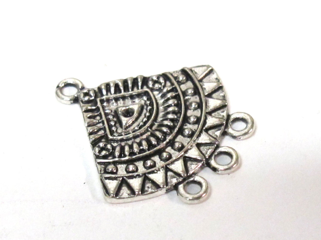 6 Pieces - Triangular shape tribal charms sun shield design antiqued silver finish charm pendants 26 mm x 24 mm - CM200