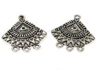 6 Pieces - Triangular shape tribal charms sun shield design antiqued silver finish charm pendants 26 mm x 24 mm - CM200