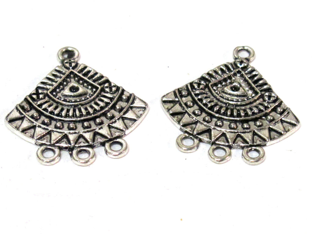 6 Pieces - Triangular shape tribal charms sun shield design antiqued silver finish charm pendants 26 mm x 24 mm - CM200