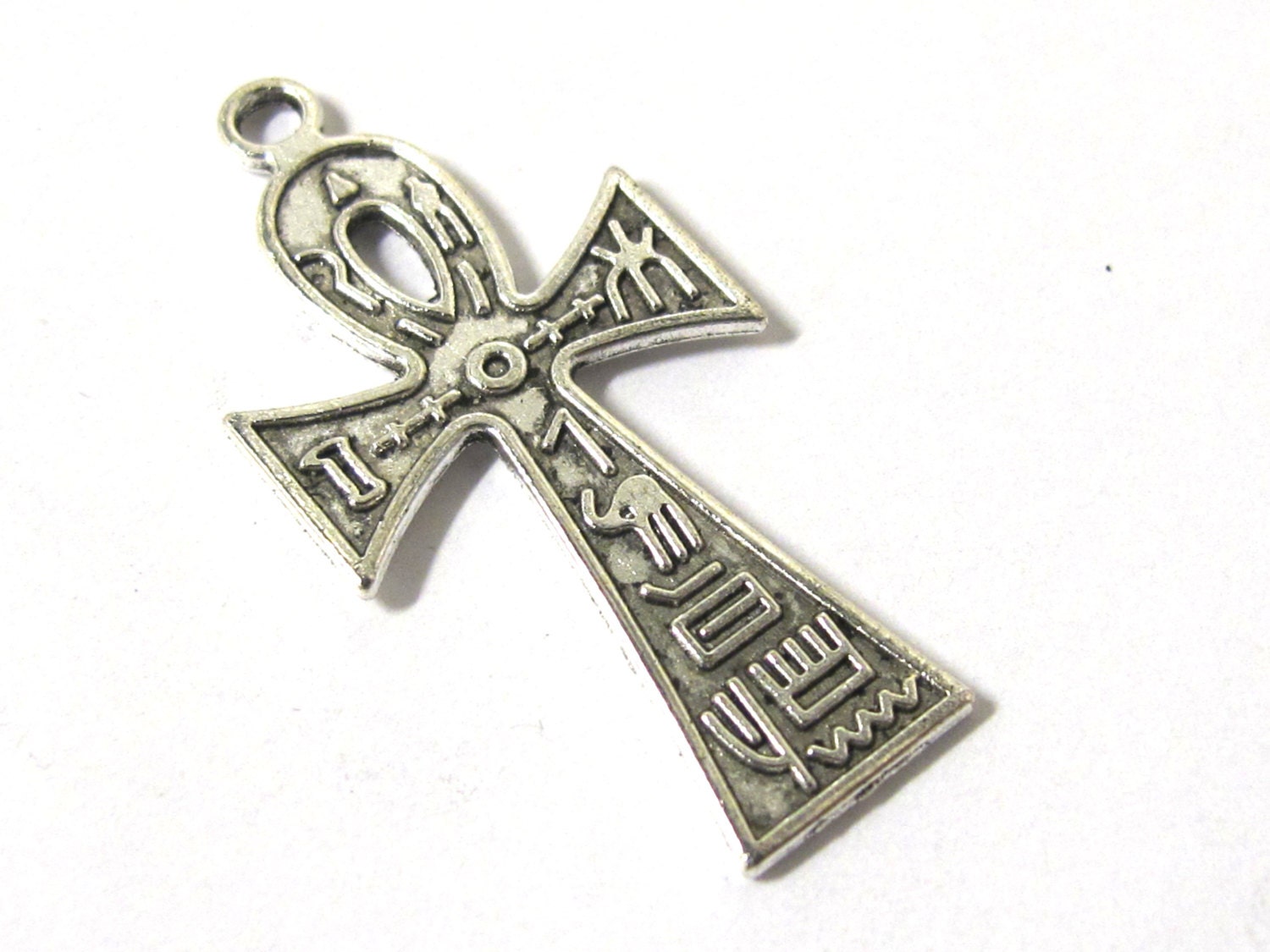 8 Ankh charms - Medium size antiqued silver color Ankh charms - 38 mm x 18 mm - CM197