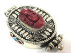 Beautiful red Ganesha Ghau prayer box pendant - PM152C