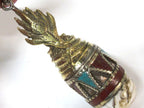 Tibetan Buddha Naga Conch shell pendant with turquoise coral and lapis inlay - Seated meditation buddha pendant - PM267M