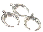 8 pendants charms- Crescent moon shape charm pendants supply silver tone - CM201