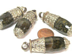 1 Pendant - Tibetan bullet shape honey color dragon veins agate gemstone pendant - Ethnic nepal jewelry making supply - PM551