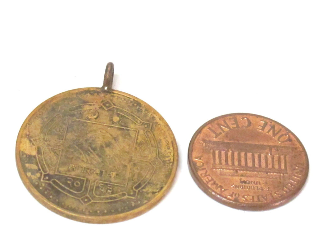 2 Coins- 25 mm old Nepal coin pendant charms - BD950