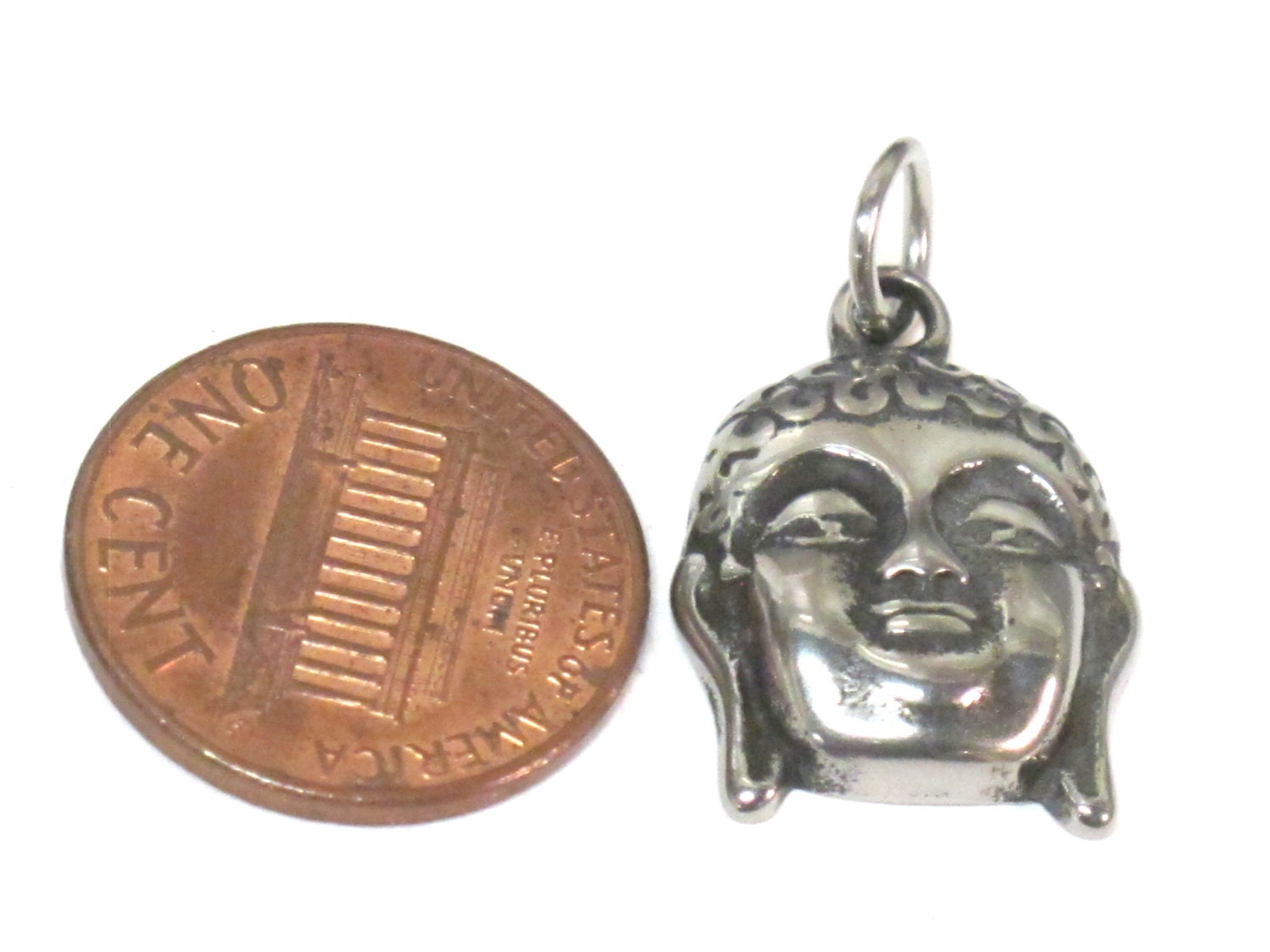 1 Pendant - Tibetan Buddha face stainless steel small size charm pendant - PM553A