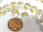 2 BEADS - Quartz gemstone beads with gold color Dragon painting - 10mm - GM358G