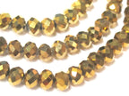 20 beads - Faceted rondelle metallic gold color AB shiny crystal glass beads - 8 mm - AB050