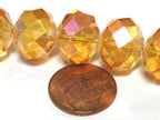5 beads - Beautiful Large 16 mm size Faceted rondelle shape golden honey color AB shiny crystal glass beads - AB053