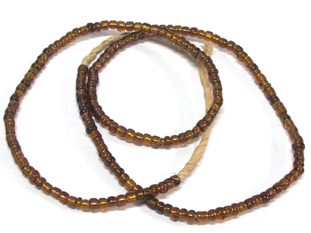 1 FULL STRAND 21 inches long - Ghana honey color african glass beads - 120 plus beads - AB058