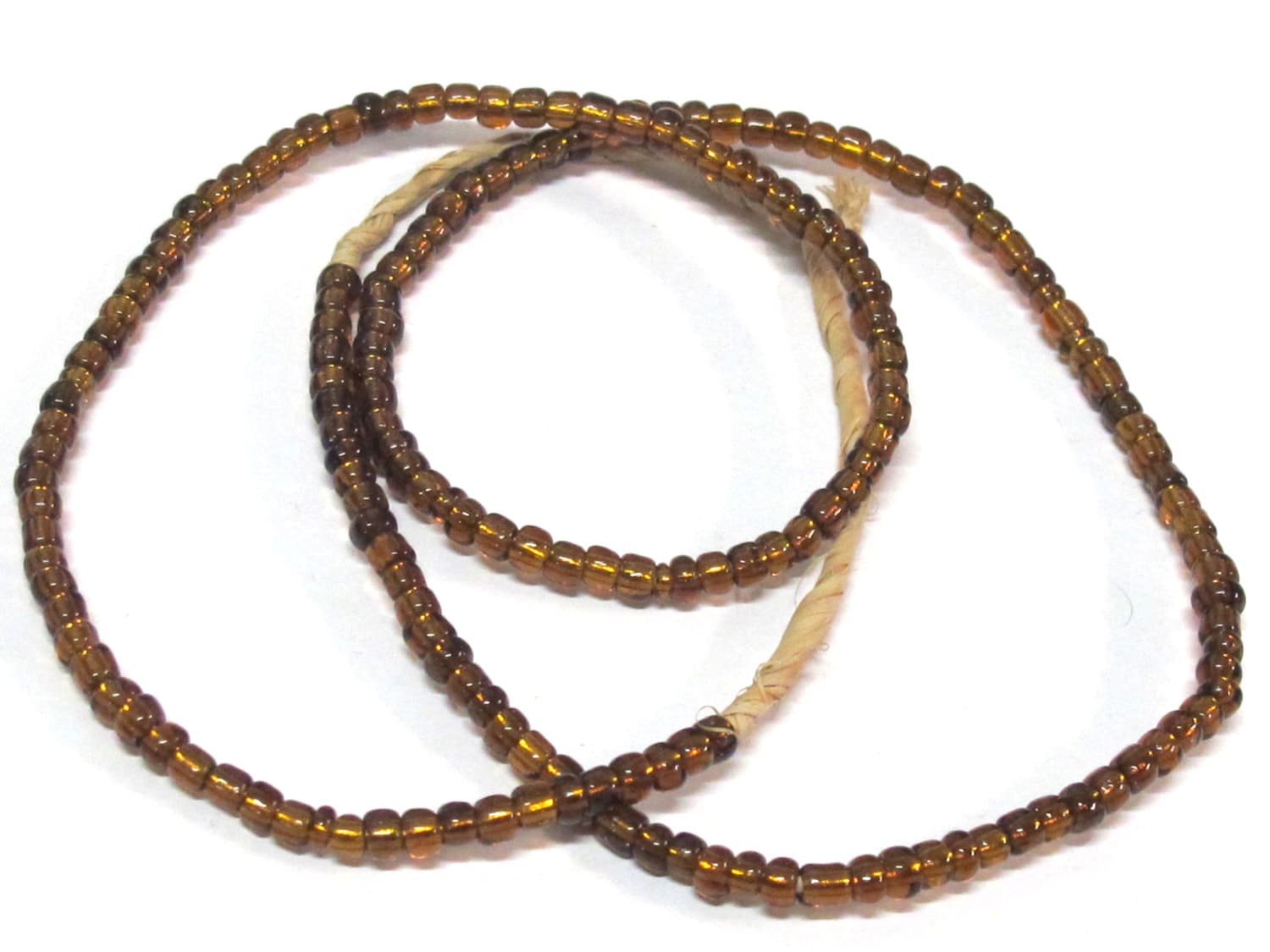 1 FULL STRAND 21 inches long - Ghana honey color african glass beads - 120 plus beads - AB058