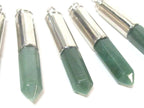 1 Pendant - Green adventurine gemstone hexagon point pendant - PM334D