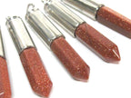 1 Pendant - Beautiful Brown sandstone glittery hexagon point pendant - PM334F