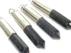 1 Pendant - Beautiful Blue black color sandstone glittery hexagon point pendant - PM334H