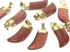 1 Pendant - Beautiful golden sandstone gemstone horn shape pendant with golden bail - PM324E