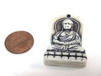 1 Pendant -Tibetan meditation Buddha resin cream color pendant - PB114