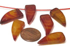 1 bead - Tibetan etched agate dzi gemstone horn shape bead - GM428