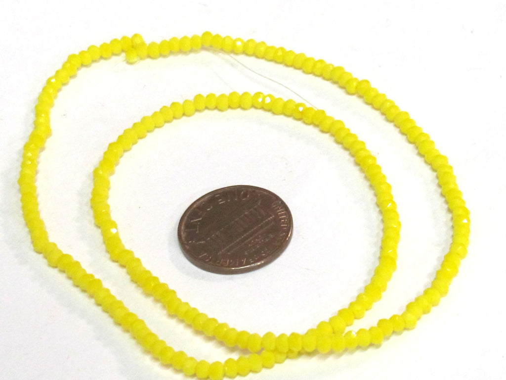 1 strand 15 inches long - Sparkly nice shine 3 mm size Faceted rondelle shape yellow color crystal glass beads - AB063